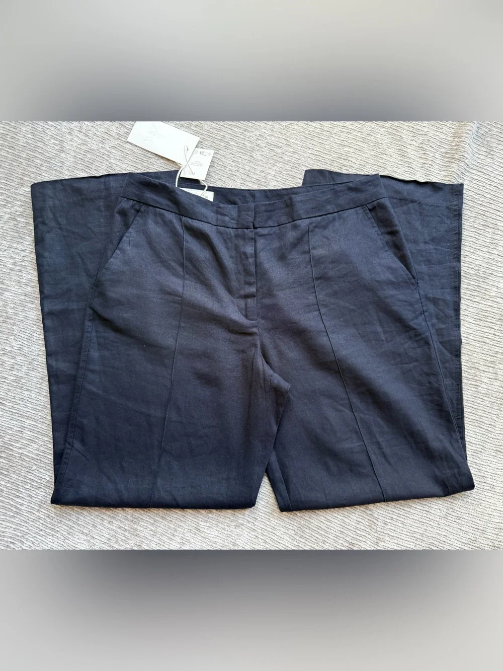 Zara Women’s Linen Safari Pants Navy Blues Size L